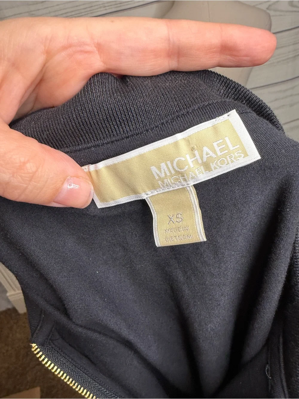 Michael Kors Black Short-Sleeve Zip Polo with Gold Accents
